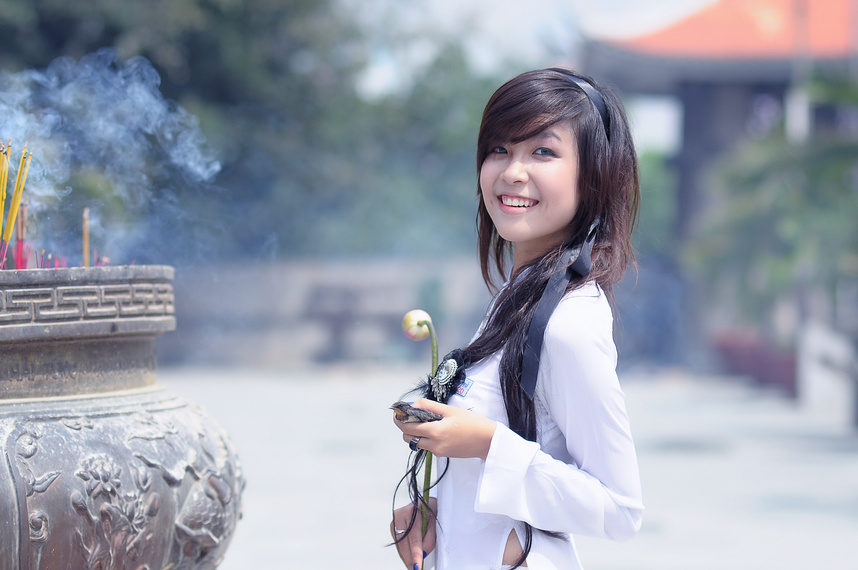 Asian Girl in the Temple